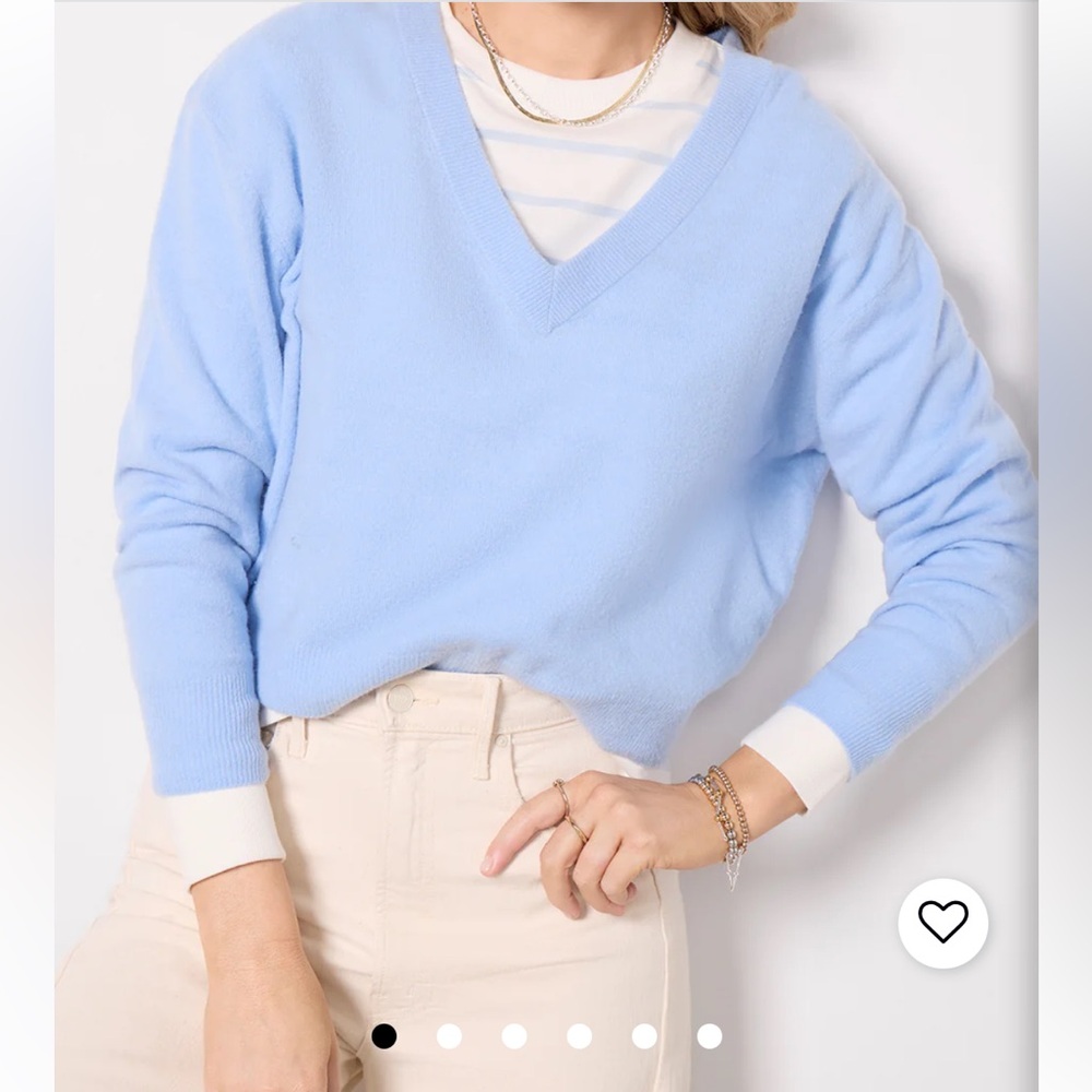 American Vintage Raxow V-Neck Sweater in Aura - Picture 2 of 7